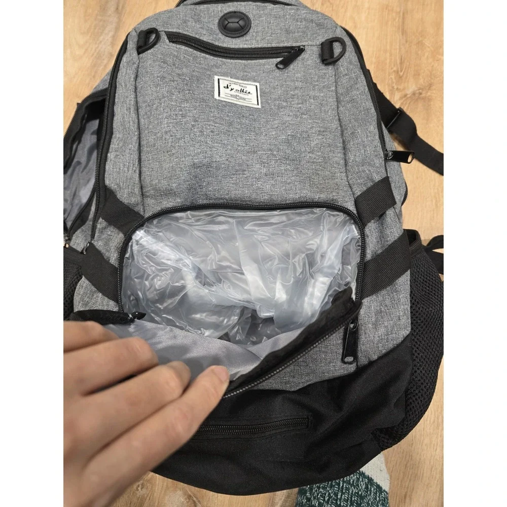 D'yallie Gray Laptop Backpack Sports Gear Mesh‎ Net School Travel Bag